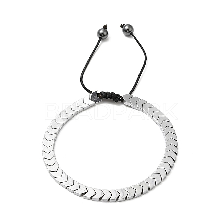 Synthetic Non-magnetic Hematite Arrow Braided Bead Bracelets BJEW-E080-01B-1