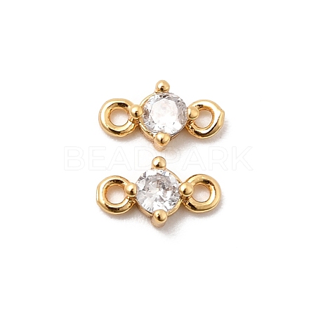 Brass Pave Clear Cubic Zirconia Connector Charms KK-F916-12G-1