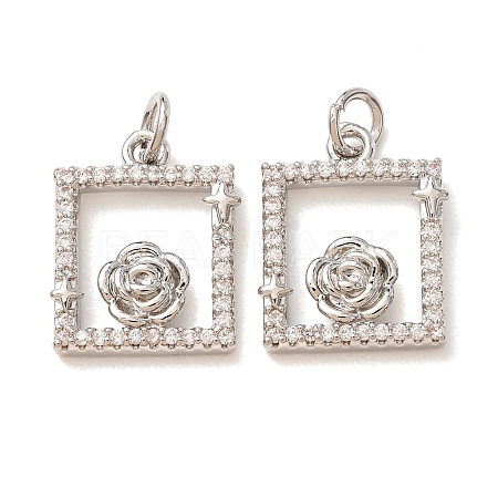 Brass Micro Pave Clear Cubic Zirconia Pendants CU-CBA2907-03B-P-1