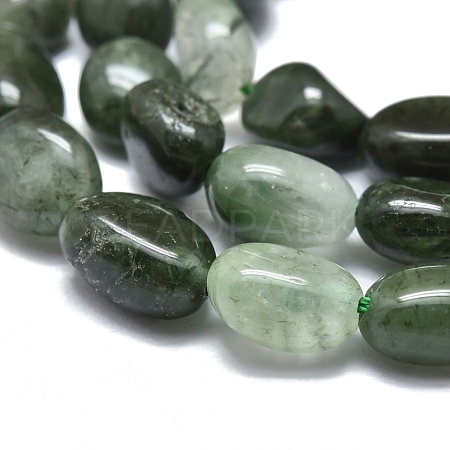 Natural Green Rutilated Quartz Beads Strands G-O-186-B-12-1