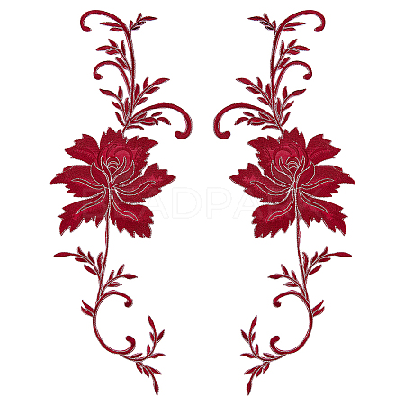 Peony Polyester Embroidery Ornament Accessories PATC-WH0008-04B-1