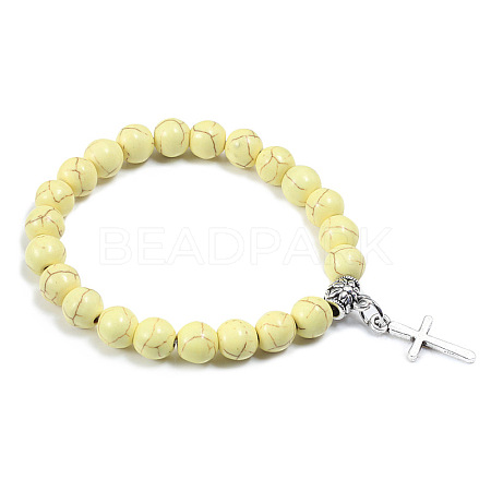 Cross Bracelet Women's European and American Fashion Personality Black Bracelet Ethnic Style Jewelry Lava Stone XK5170-5-1
