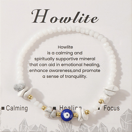 Synthetic Howlite & Glass Beads Stretch Bracelets IK4988-2-1