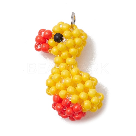 Handmade Glass Seed Beaded Duck Pendants PALLOY-MZ00404-1