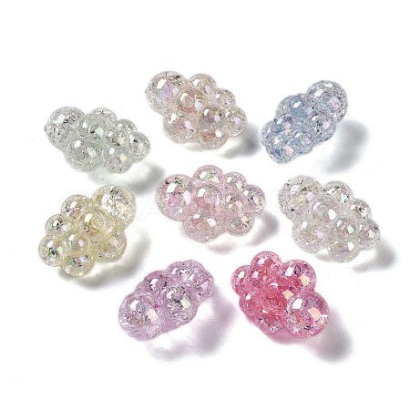 UV Plated & Crackle Transparent Acrylic Beads OACR-G033-04D-1