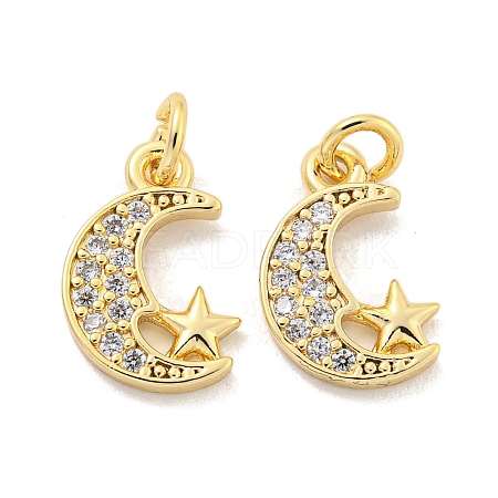 Brass Micro Pave Clear Cubic Zirconia Charms KK-Z044-17B-1