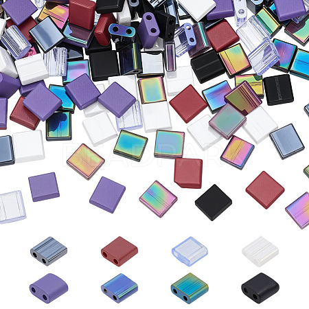 240Pcs 8 Colors 2-Hole Opaque Glass Seed Beads SEED-ME0001-06-1
