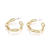 Semicircular Brass Textured Cable Chain Stud Earrings EJEW-E196-13G-1