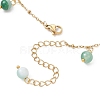 3Pcs 3 Colors Dyed Natural Banded Agate Round & 304 Stainless Steel Shell Shape Tassel Anklets for Women AJEW-AN00702-7