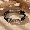 Braided Microfiber Leather Cord Bracelets for Men BJEW-Z081-07P-01-1