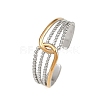 304 Stainless Steel Double Color Cuff Rings RJEW-S635-01GP-07-4
