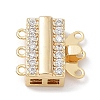 Brass Micro Pave Clear Cubic Zirconia Box Clasps KK-C031-10G-1