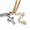 New stainless steel gold square bead chain cross double-layer chain bracelet for men and women's bracelets GK1809-3-3