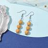 Dyed Nature Lava Rock Round Beaded Dangle Earrings for Women EJEW-JE05636-02-2