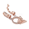 Rack Plating Brass Micro Pave Clear Cubic Zirconia Fold Over Butterfly Extension Clasps KK-B078-11RG-2