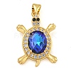 Tortoise Rack Plating Brass Micro Pave Cubic Zirconia Charms KK-G513-78A-07G-2