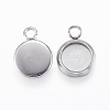 Tarnish Resistant 304 Stainless Steel Pendant Cabochon Settings STAS-E146-18P-6mm-1
