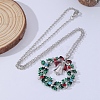 Christmas Wreath & Bell Alloy Rhinestone Pendant Necklaces & Dangle Earrings & Charm Bracelets & Brooch Sets WG06691-10-3