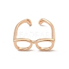 Brass Glasses Frame Open Cuff Ring for Women RJEW-F140-140KCG-1