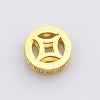 Hollow Coin Brass Micro Pave Cubic Zirconia Spacer Beads ZIRC-P004-18G-NR-1