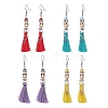 4 Pair 4 Color Synthetic Turquoise Skull Dangle Earrings EJEW-TA00235-1