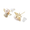 Natural Pearl Angel Stud Earrings EJEW-P256-65G-2