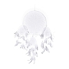 Handmade Round Cotton Woven Net/Web with Feather Wall Hanging Decoration HJEW-G015-06A-1