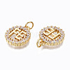 Brass Micro Pave Clear Cubic Zirconia Pendants ZIRC-N039-137-NF-3