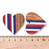 Independence Day Opaque Striped Resin & Walnut Wood Pendants RESI-U010-02T-3