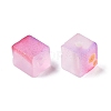 Frosted Glass Beads with Golden Glitter Powder DGLA-NH001-6mm-01J-2