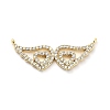 Brass Micro Pave Clear Cubic Zirconia Hollow Wings with Heart Connector Charms KK-L229-062G-1