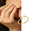 1Pc Letter Brass Rhinestone Open Cuff Rings for Women AJEW-LP0004-47O-G-1