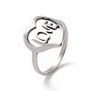 Non-Tarnish 201 Stainless Steel Heart with Word Love Finger Ring RJEW-J051-38P-1