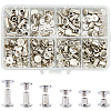 90Pcs 6 Styles Steel Snap Rivet Butt Screw STAS-CP0001-07-1