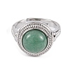 Natural Green Aventurine Round Adjustable Rings RJEW-K271-04P-10-3