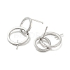 Rhodium Plated Double Rings 925 Sterling Silver Dangle Stud Earring Findings STER-Q192-27P-1-2