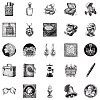 50Pcs Vintage Items Themes Paper Sticker STIC-C012-19-4