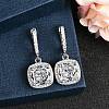 925 Sterling Silver Micro Pave Cubic Zirconia Dangle Hoop Earrings EJEW-F371-01A-01-2