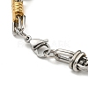 Ion Plating(IP) Two Tone 304 Stainless Steel Column & Oval Link Chain Bracelet BJEW-B078-30GP-3