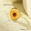 Preserved Flowers 304 Stainless Steel and Epoxy Resin Open Cuff Rings for Women FS-WGCF311-11-1