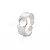 304 Stainless Steel Flat Round Open Cuff Ring for Women RJEW-S405-188P-3