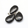 Teardrop Natural Obsidian Pendants G-Q368-28-2