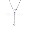 Alloy Cable Chain Moon & Star Lariat Necklaces for Women WG67D60-02-1