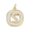 Rack Plating Brass Micro Pave Clear Cubic Zirconia Pendants KK-E102-33G-S-1