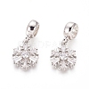 Brass Micro Pave Clear Cubic Zirconia European Dangle Charms OPDL-L016-02P-1