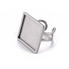 Tarnish Resistant 201 Stainless Steel Cuff Pad Ring Settings STAS-S080-041F-P-3