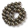 Natural Pyrite Round Beads Strands G-F197-10-8mm-7