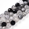 Natural Tourmalinated Quartz Beads Strands G-S345-8mm-30-1
