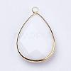 Golden Tone Brass Glass Teardrop Pendants GLAA-M006-A-22G-2