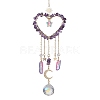 Natural Amethyst Chip Beads with Brass Findings Pendant Decorations HJEW-JM01814-02-1